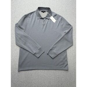 Vince Polo Shirt Mens Large Blue Gray Long Sleeve Brushed Jersey Knit Casual